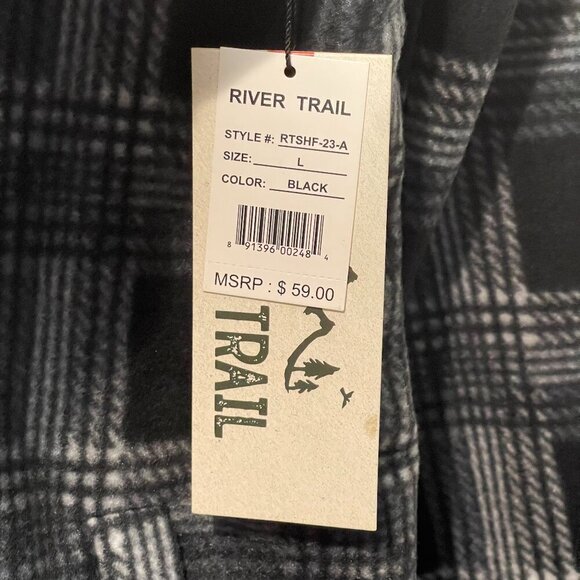 River Trail Mens Black & White Plaid Fleece Lined Hoodie Jacket - Large - NWT - Picture 3 of 6